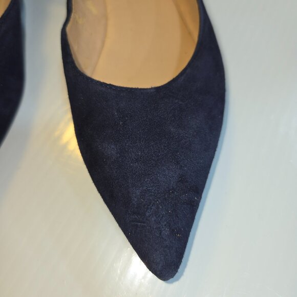 Franco Sarto L-Alex Women's Blue Suede Pointed Toe Ankle Strap Flats Size 6.5M - Picture 4 of 7